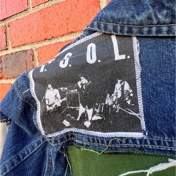 Vintage Customized Screeching Weasel 80’s Punk Bands Gap Jean Jacket Size M - Picture 3 of 12